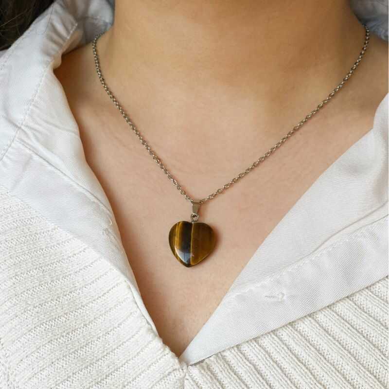 Cadena Ojo de Tigre Corazón