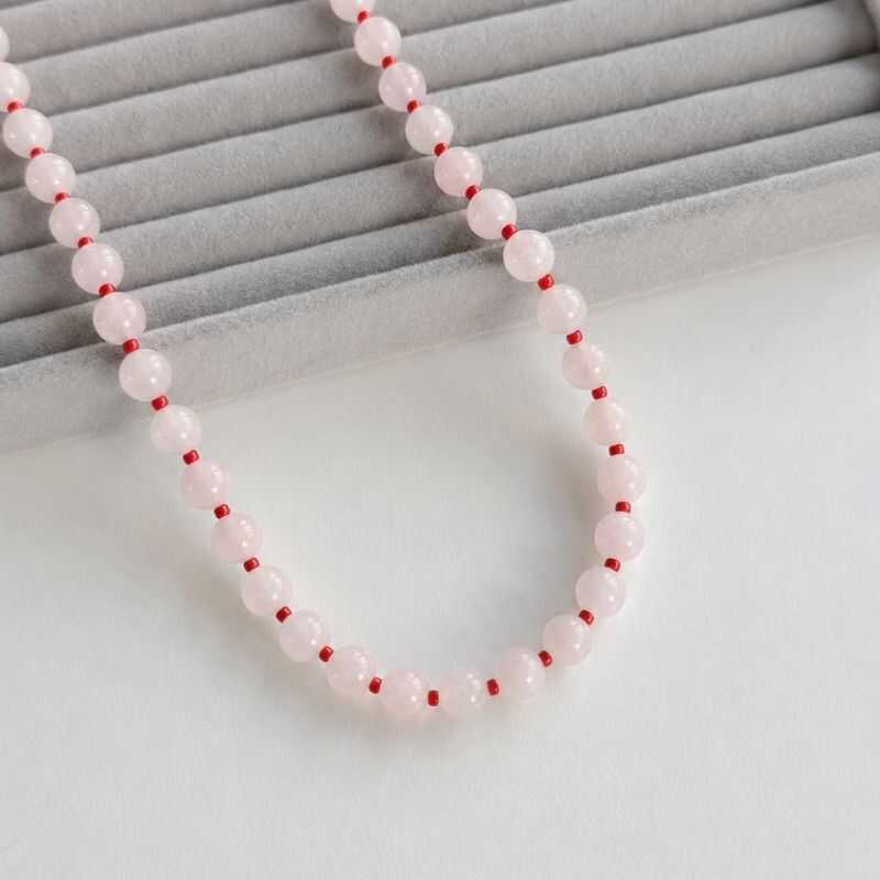 Collar Cuarzo Rosa + Mostacillas