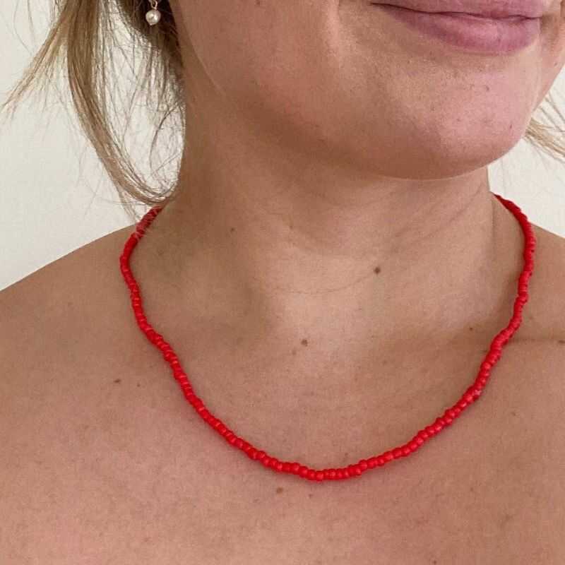 Collar Cuentas Rojo