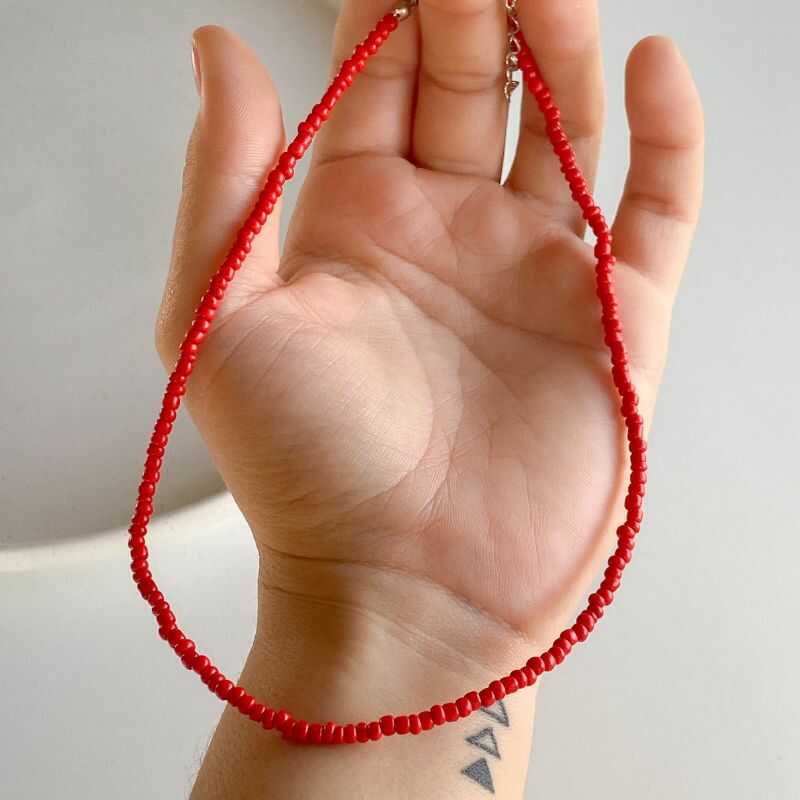 Collar Cuentas Rojo