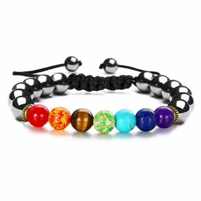 Pulsera 7 Chakras Hilo Ajustable Hematita