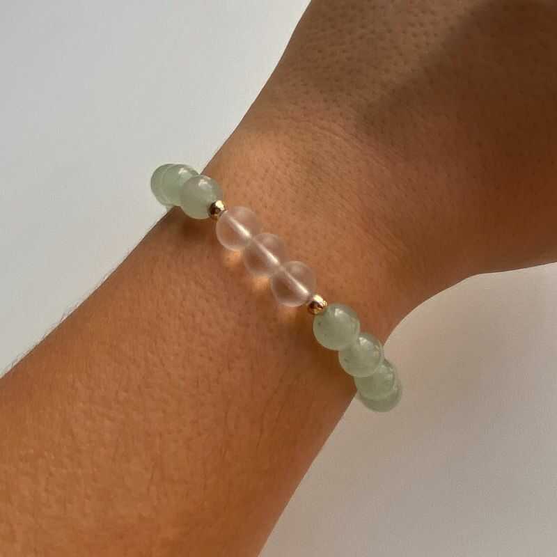 Pulsera Aventurina y Cuarzo Mate