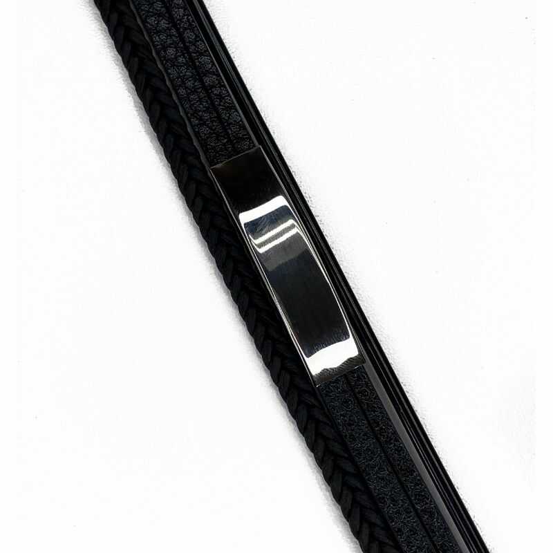 Pulsera Triple de Cuero y Acero