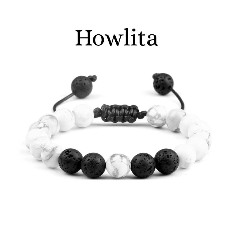 Pulseras de la Distancia Ajustables Malaquita y Howlita