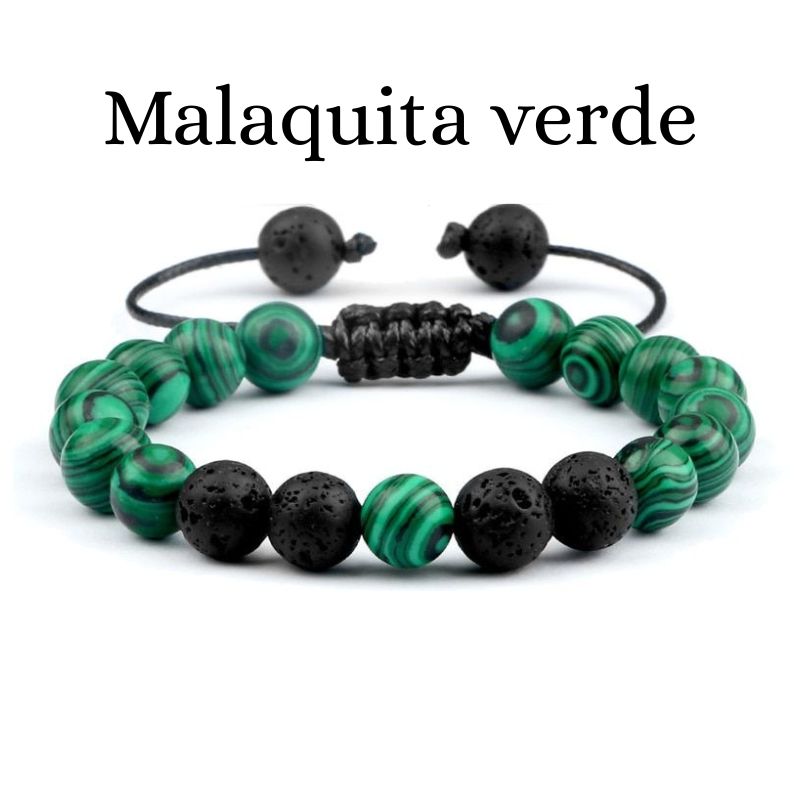 Pulseras de la Distancia Ajustables Malaquita y Howlita