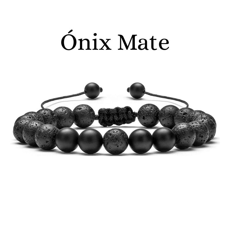 Pulseras de la Distancia Ajustables Howlita y Ónix