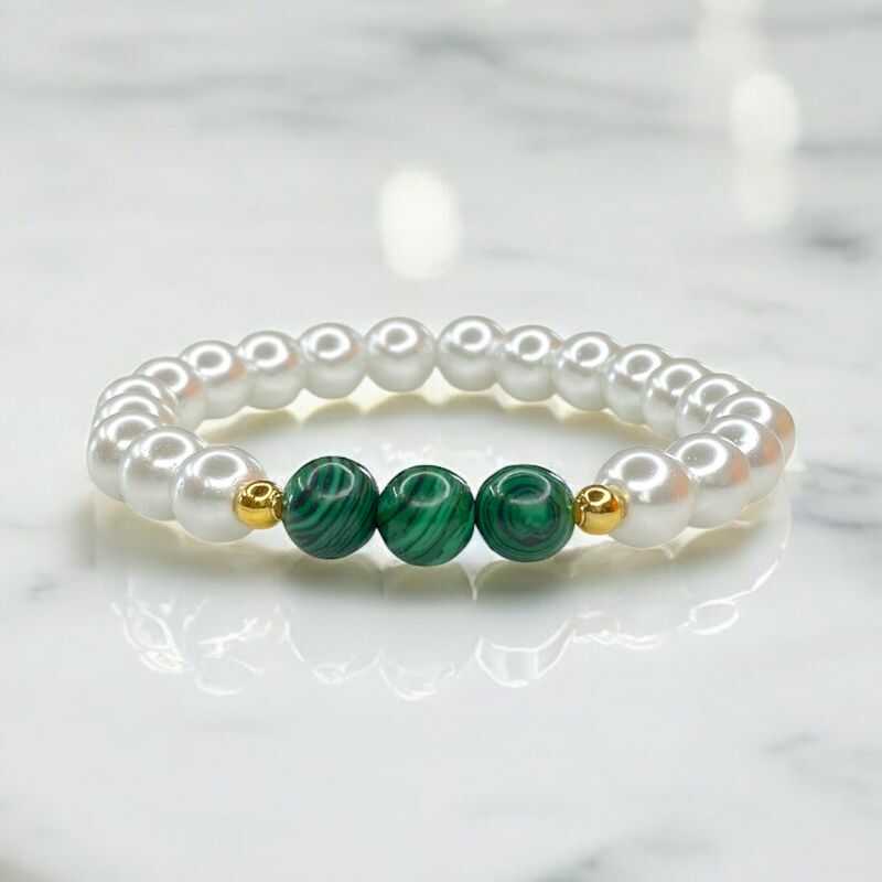 Pulsera Perlas y Malaquita