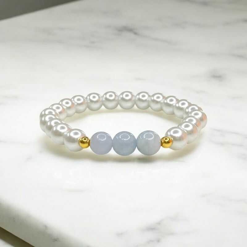 Pulsera Perlas y Cuarzo Azul