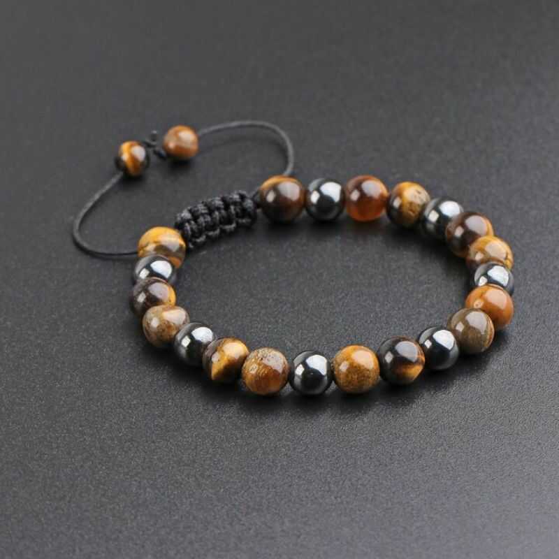 Pulsera Ajustable Ojo de Tigre y Hematita
