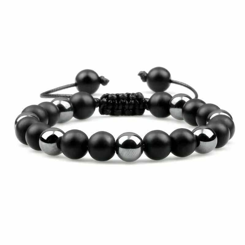 Pulsera Ajustable Ónix Mate y Hematita