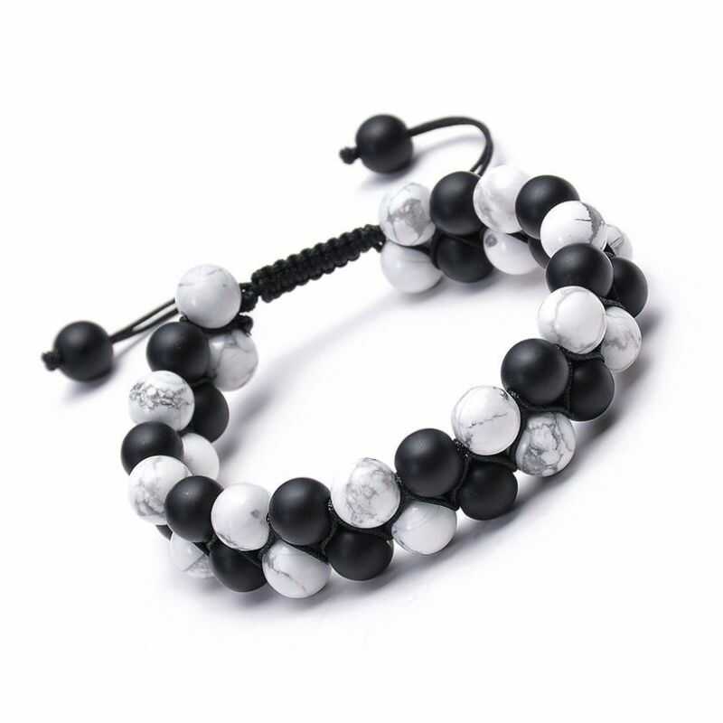Pulsera Doble Howlita y Ónix Mate