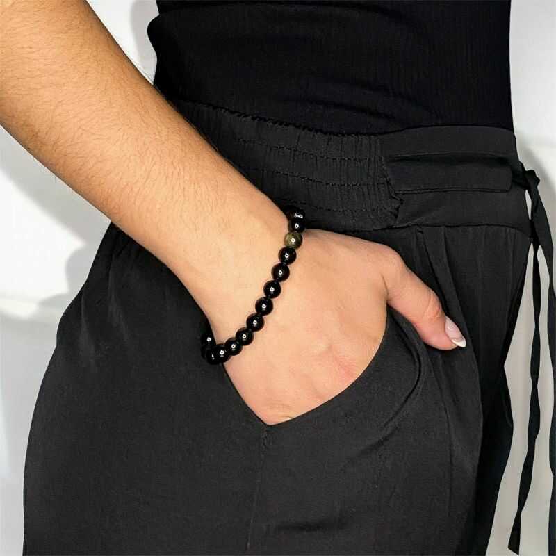 Pulsera Obsidiana Dorada