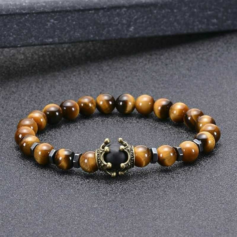 Pulsera Ojo de Tigre Coronas