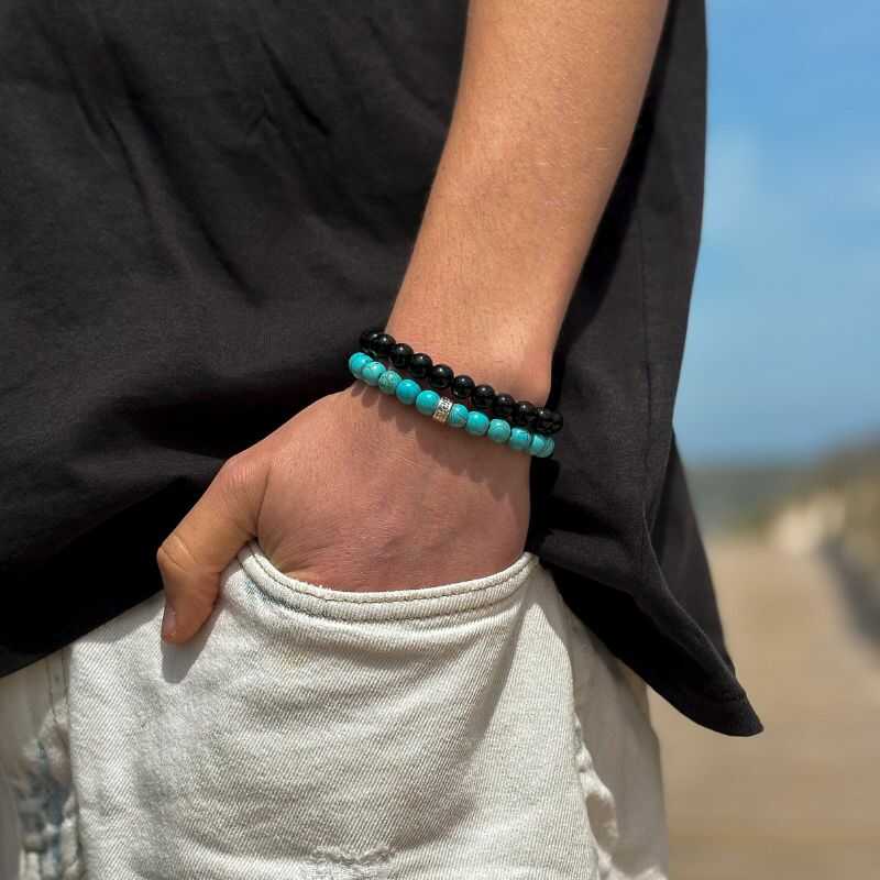 Pulsera Reconstituida Turquesa Llave Griega