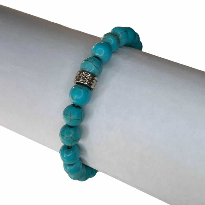 Pulsera Reconstituida Turquesa Llave Griega
