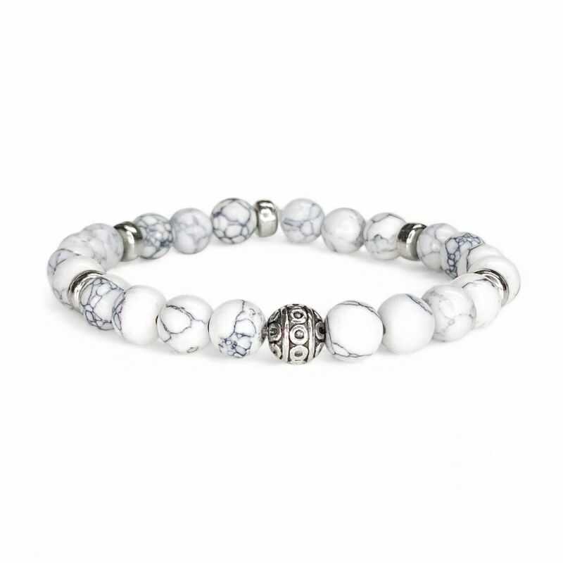 Pulsera Reconstituida Howlita con dijes