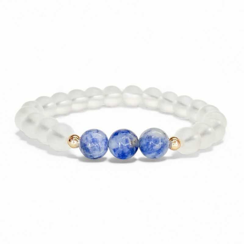 Pulsera Sodalita y Cuarzo Mate