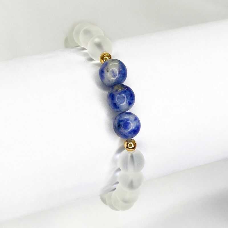 Pulsera Sodalita y Cuarzo Mate