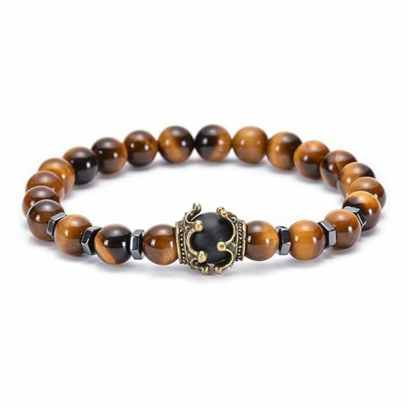 Pulsera Ojo de Tigre Coronas