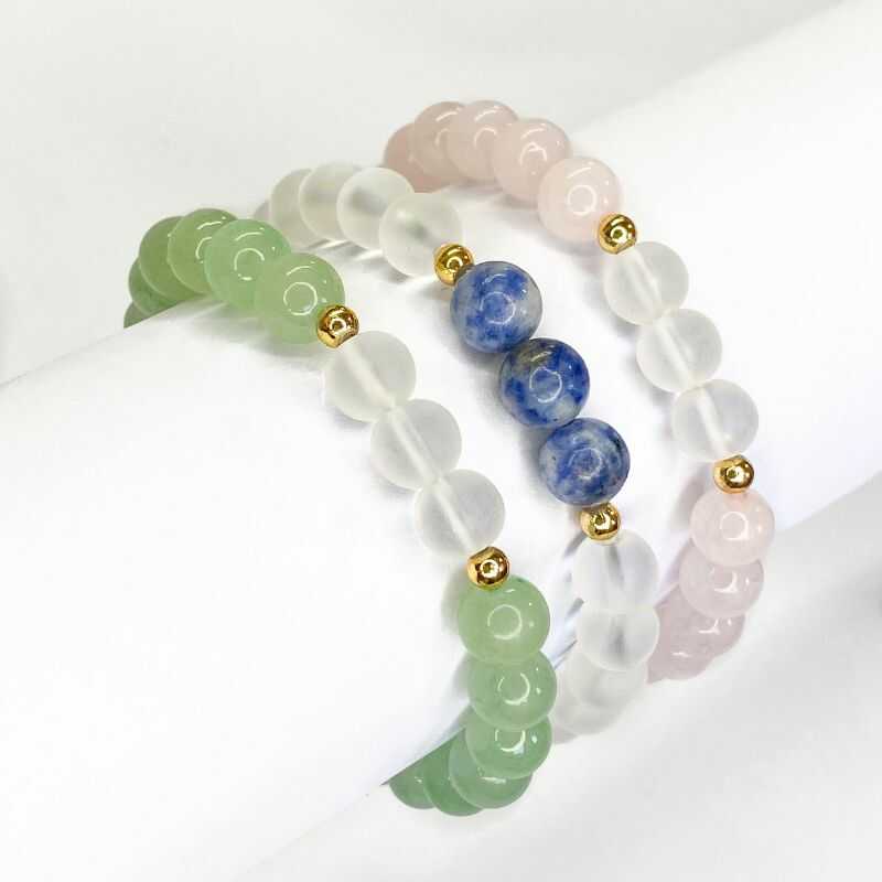 Pulsera Aventurina y Cuarzo Mate