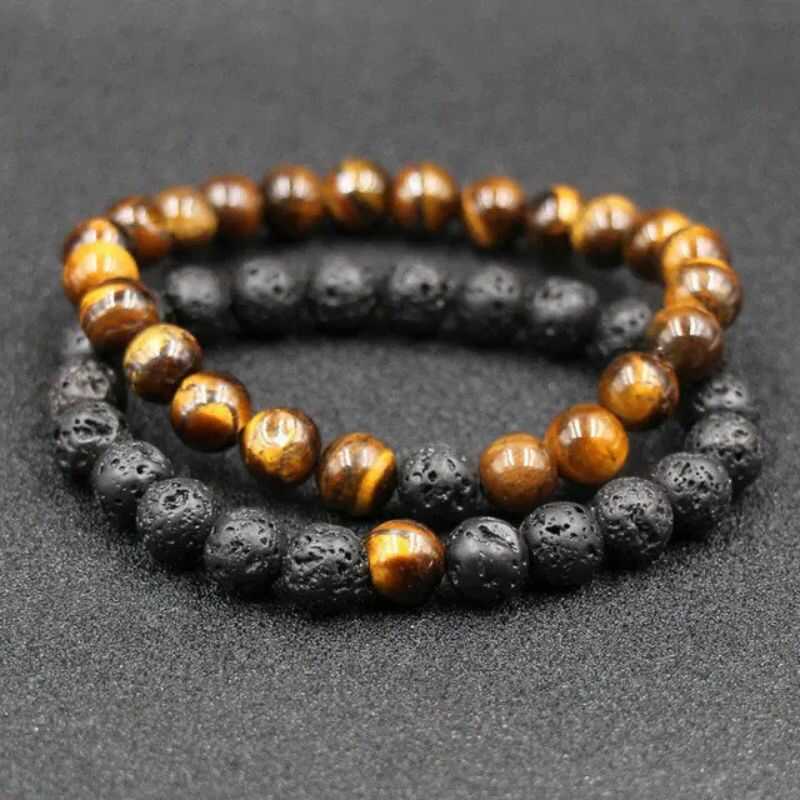 Pulseras de la Distancia Ojo de Tigre y Roca Volcánica