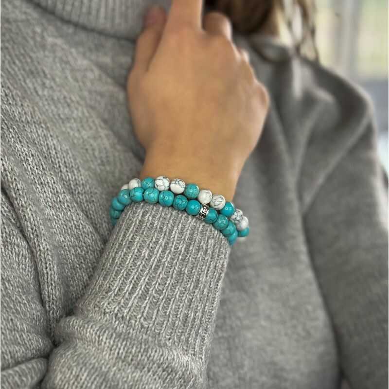 Pulsera Combinada Reconstituida Turquesa y Howlita