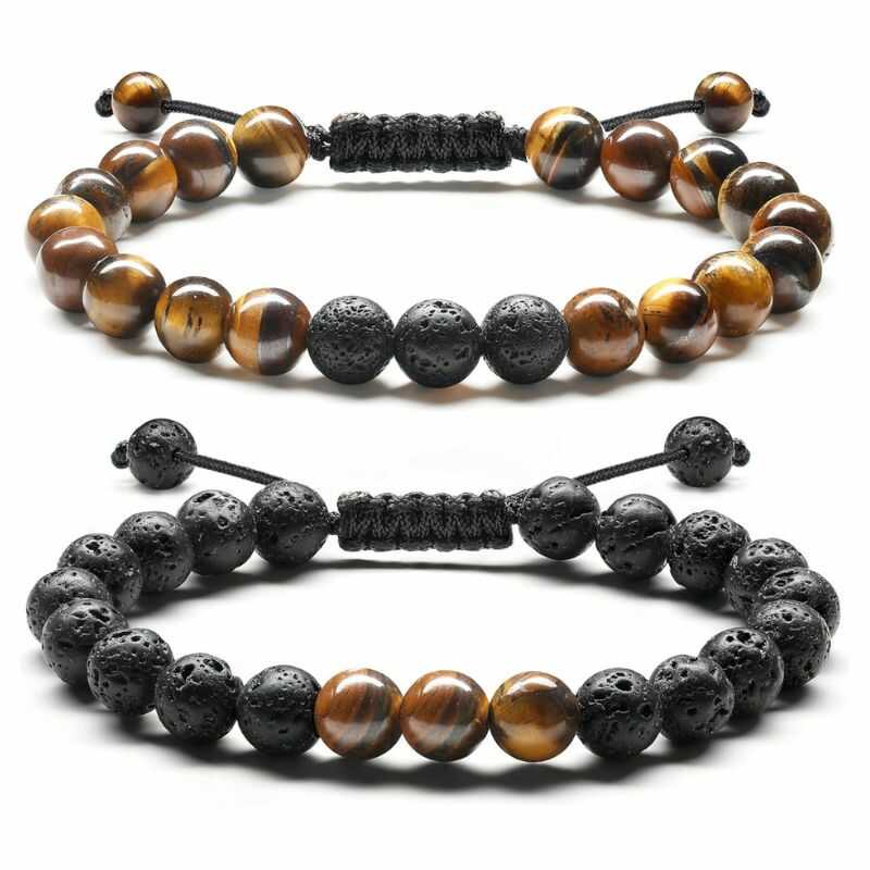 Set Pulseras Roca Volcánica y Ojo de Tigre