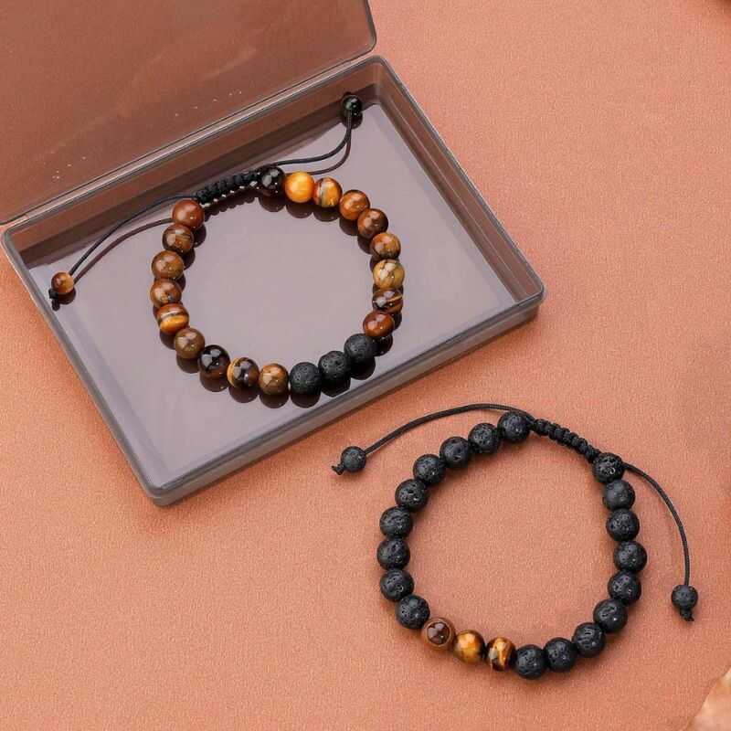 Set Pulseras Roca Volcánica y Ojo de Tigre