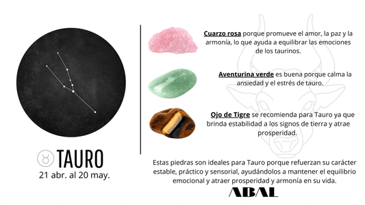 Signo TAURO: Cuarzo Rosa, Aventurina Verde y Ojo de Tigre