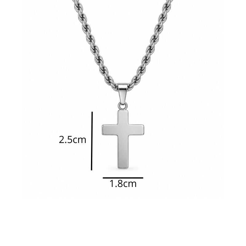 Cadena Rope + Cruz Plateada