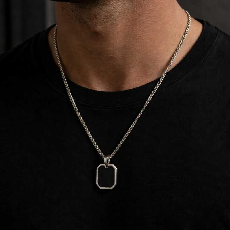 Cadena Espiga con Dije Plateado