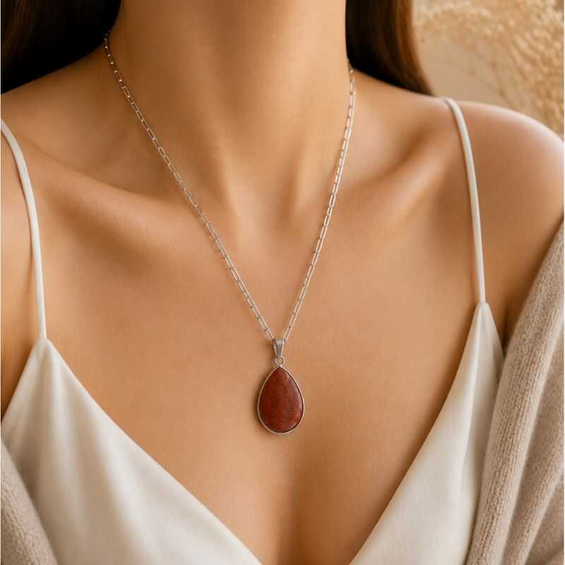 Collar Jaspe Rojo Engarzada