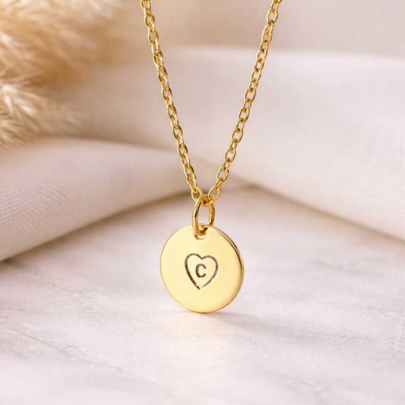 Cadena Grabada Corazón + Inicial