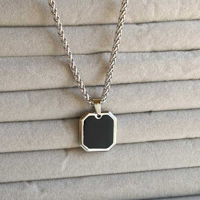 Cadena Espiga con Dije Plateado