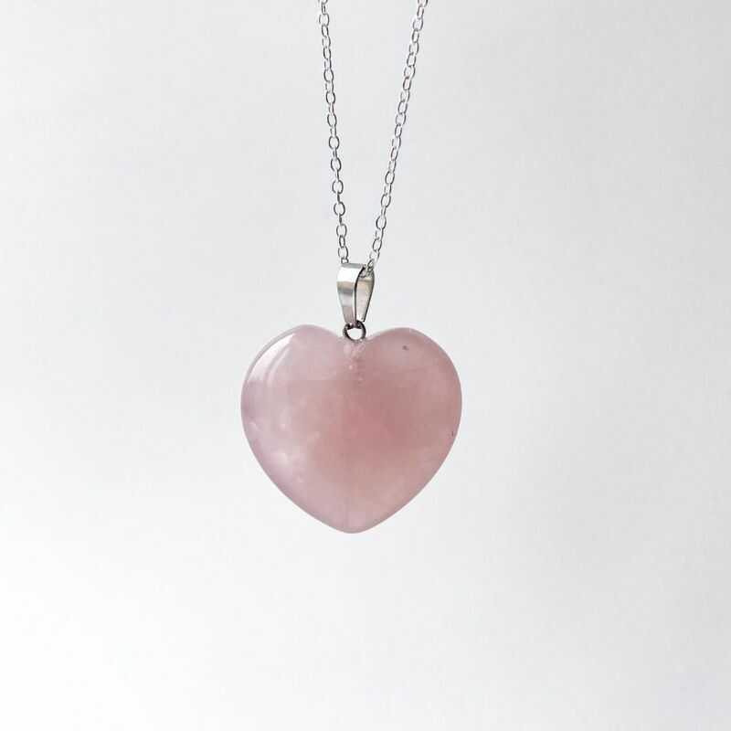 Collar de Cuarzo Rosa Corazón