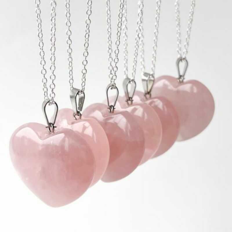 Collar de Cuarzo Rosa Corazón