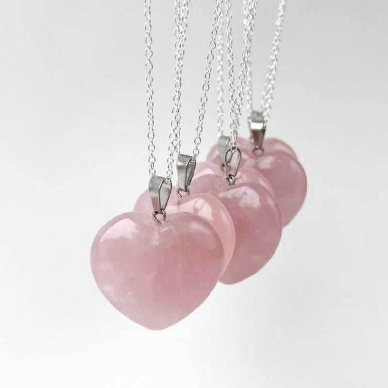 Cadena Cuarzo Rosa Corazón