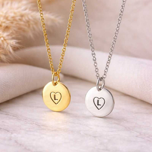 Cadena Grabada Corazón + Inicial