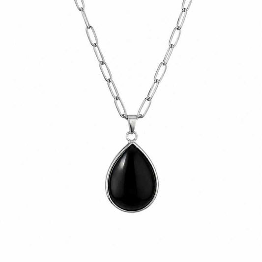 Collar Obsidiana Negra Engarzada