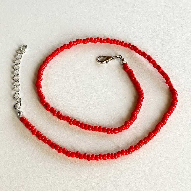 Collar Cuentas Rojo