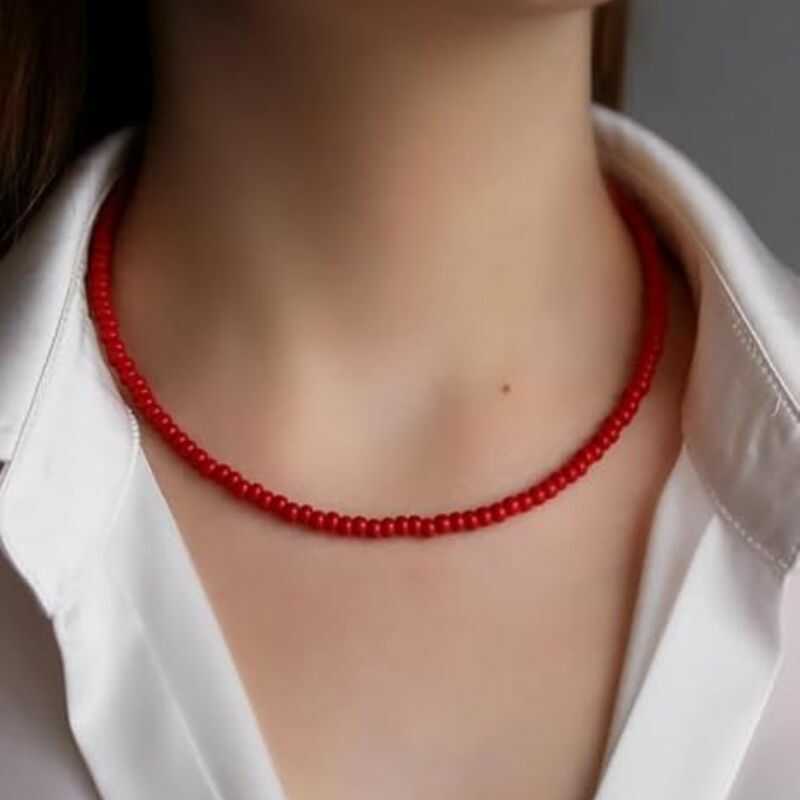 Collar Cuentas Rojo