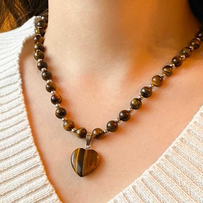 Collar Ojo de Tigre Corazón