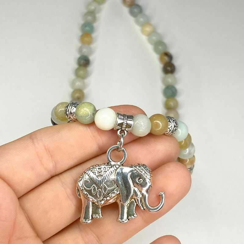 Collar Amazonita y Elefante