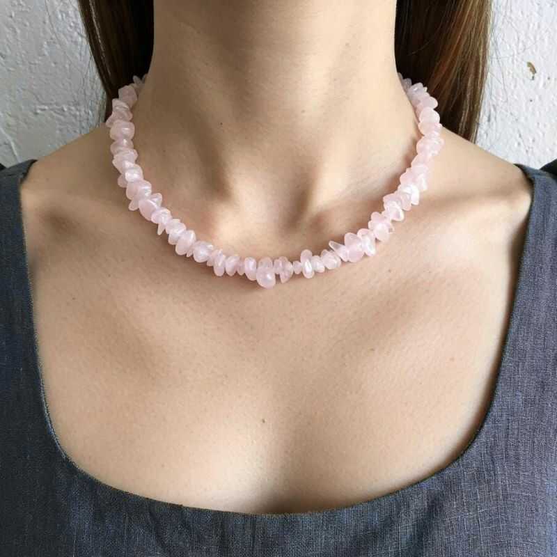 Collar Escallas Cuarzo Rosa