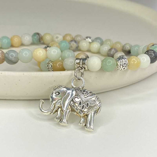 Collar Amazonita y Elefante