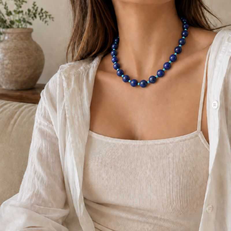 Collar Lapislázuli + Mostacillas