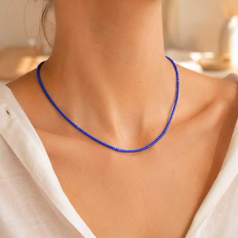 Collar Mostacillas Azul Lavanda