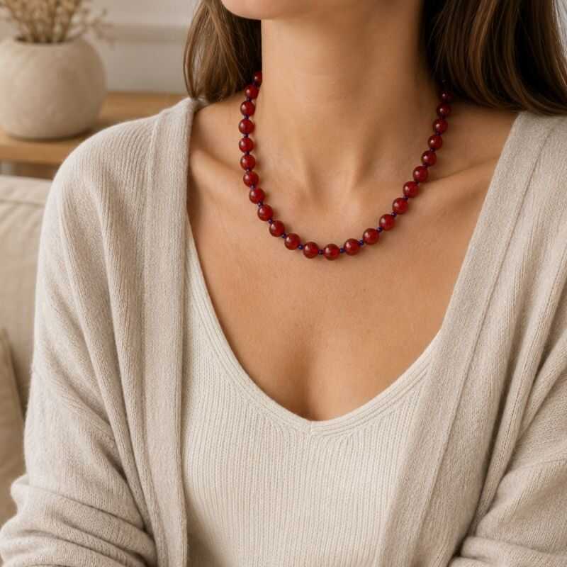 Collar Ágata Roja + Mostacillas