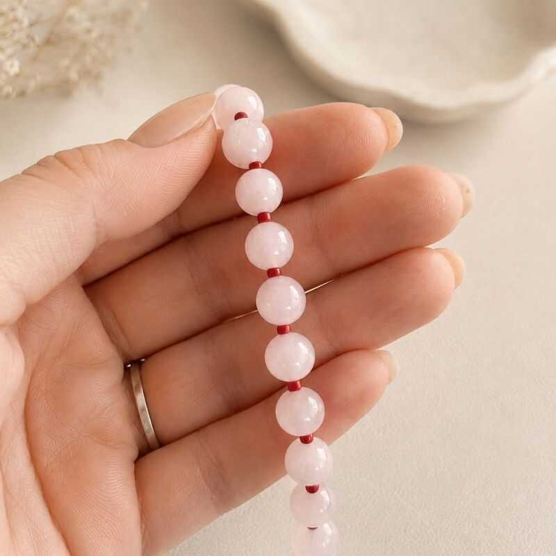 Collar Cuarzo Rosa + Mostacillas