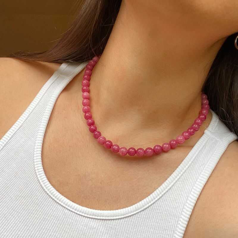 Collar Gargantilla Jaspe Rosa